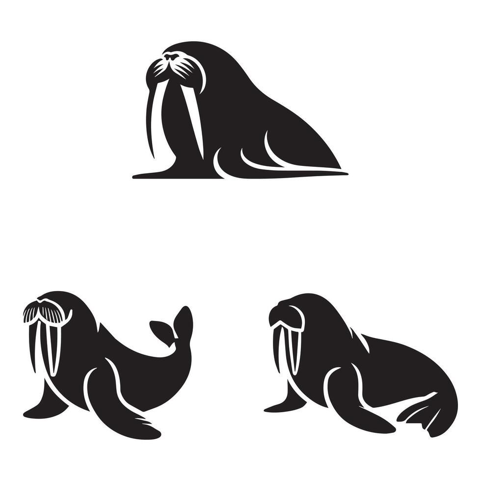 Simple Walrus Illustration Set vector