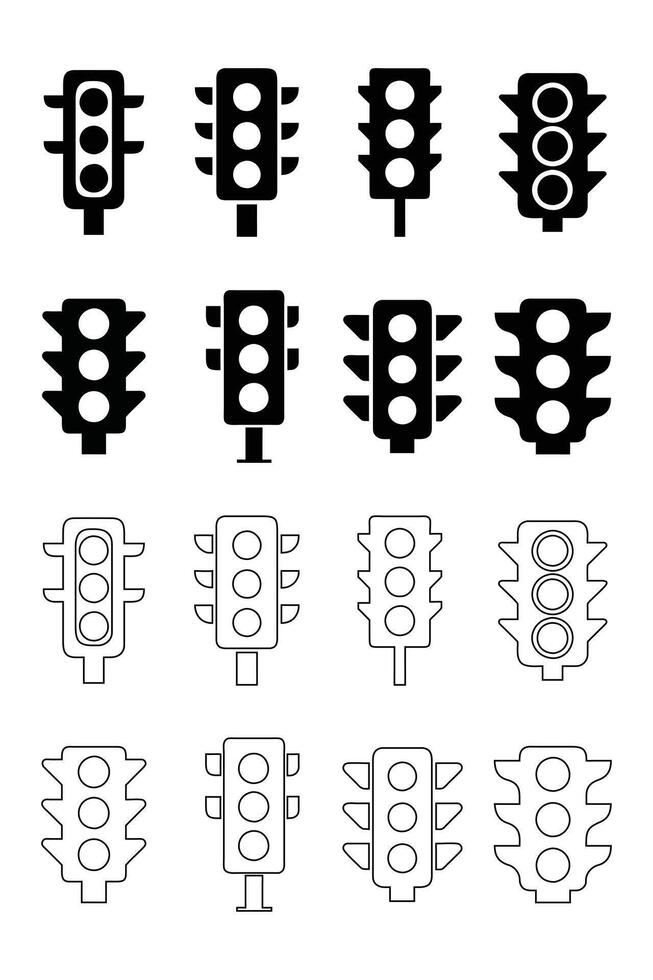 traffic light icons set vector