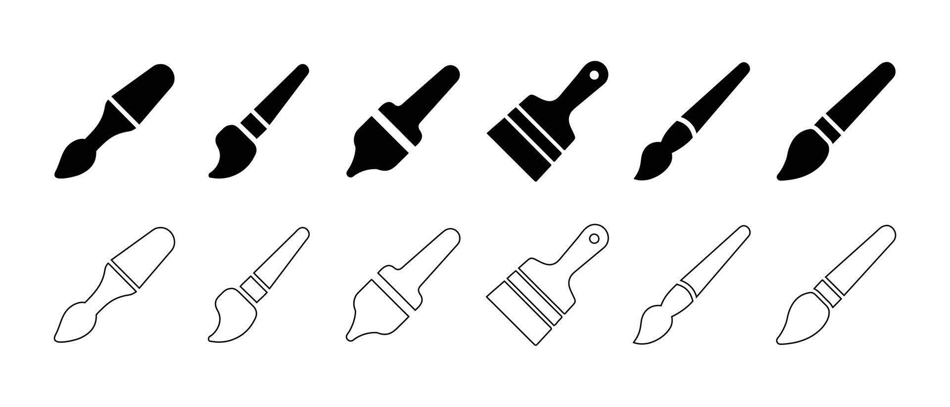 paint brush icons set vector