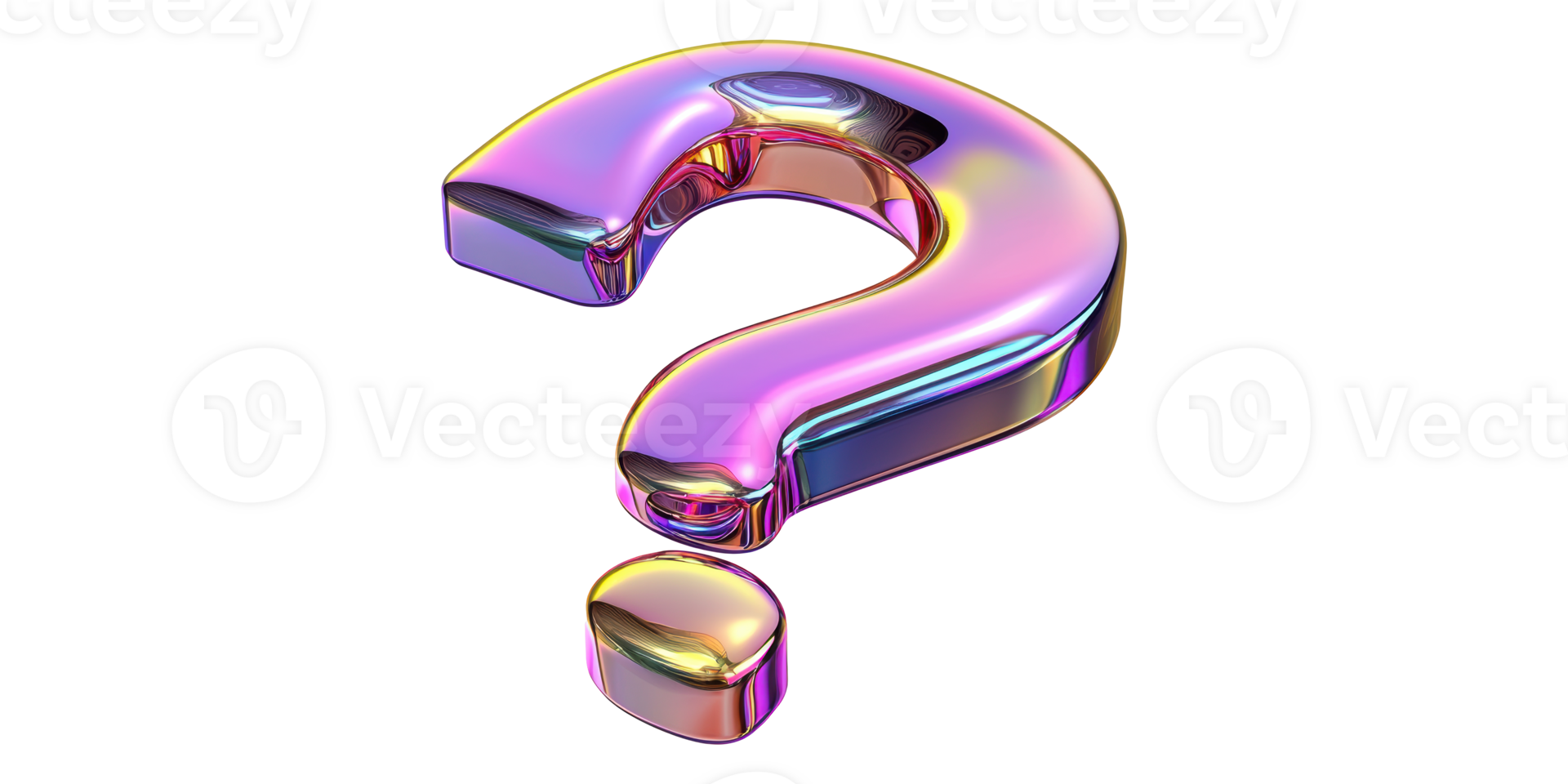 Colorful iridescent question mark isolated on transparent background png
