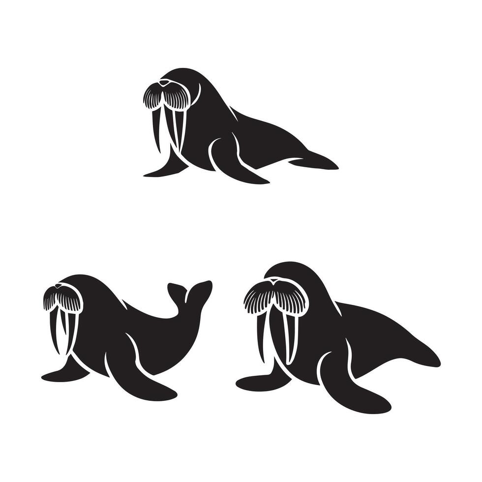 Clean Walrus Silhouettes vector