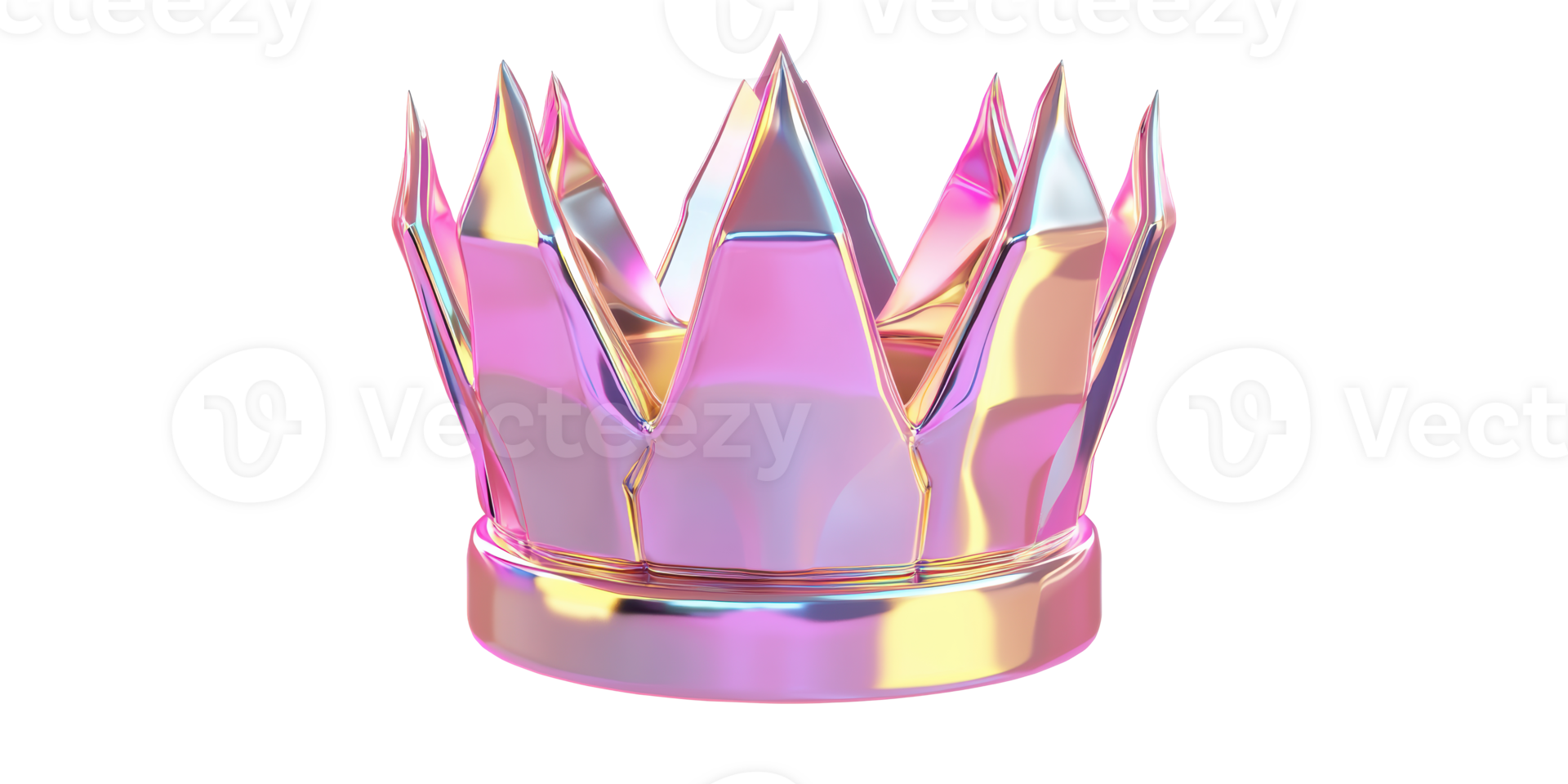 Colorful iridescent crown with sharp points isolated on transparent background png