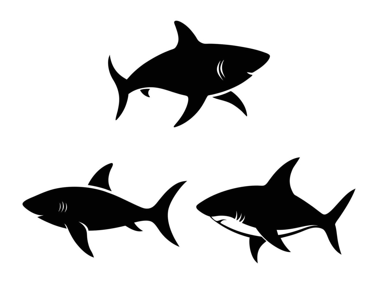 Simple Shark Illustration Set vector