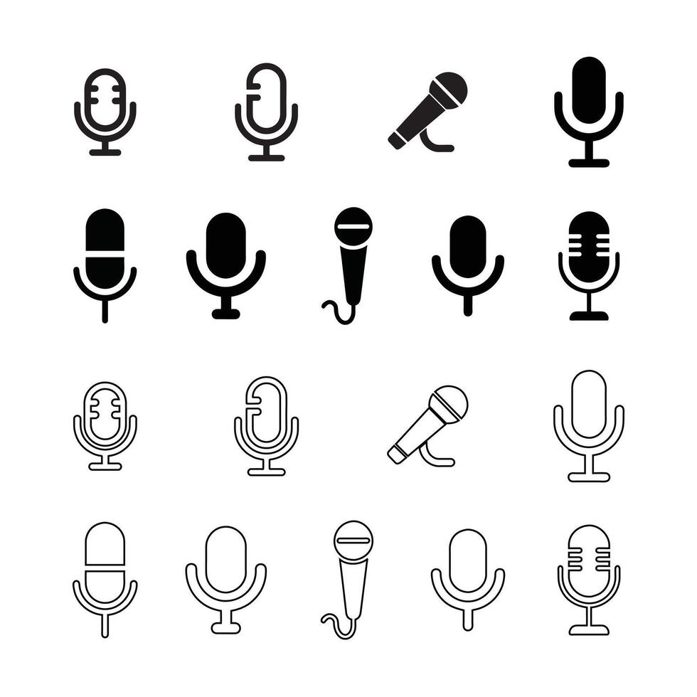 microphone icons set vector