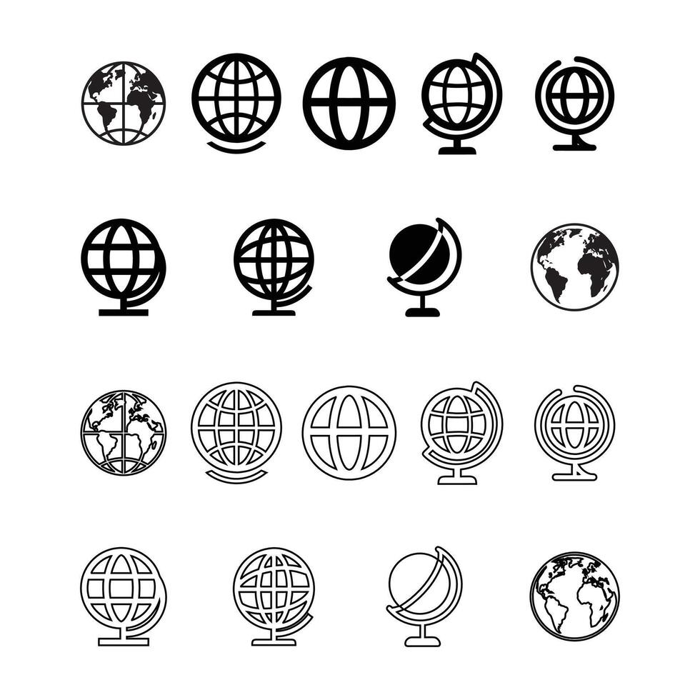 globe icons set vector