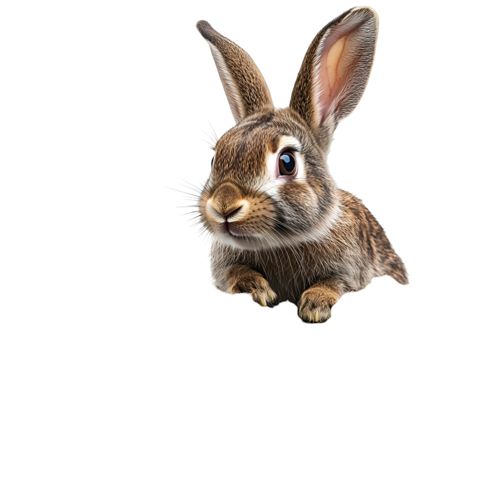 a rabbit is peeking out from behind a wall transparent background. png