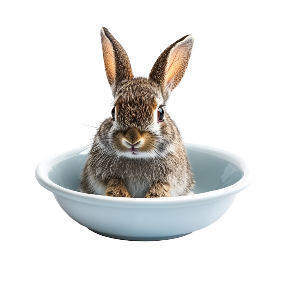 rabbit a bowl on transparent background. png