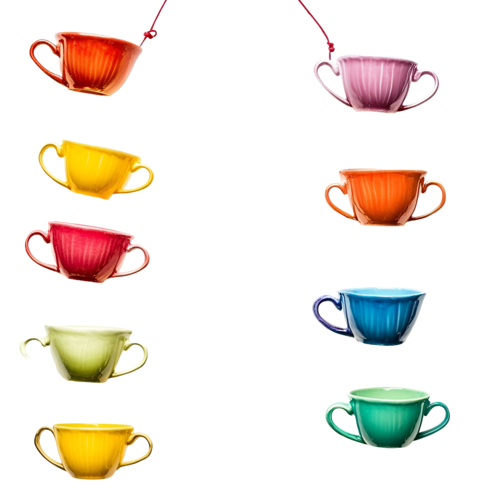 colorful cups a string on a transparent background png