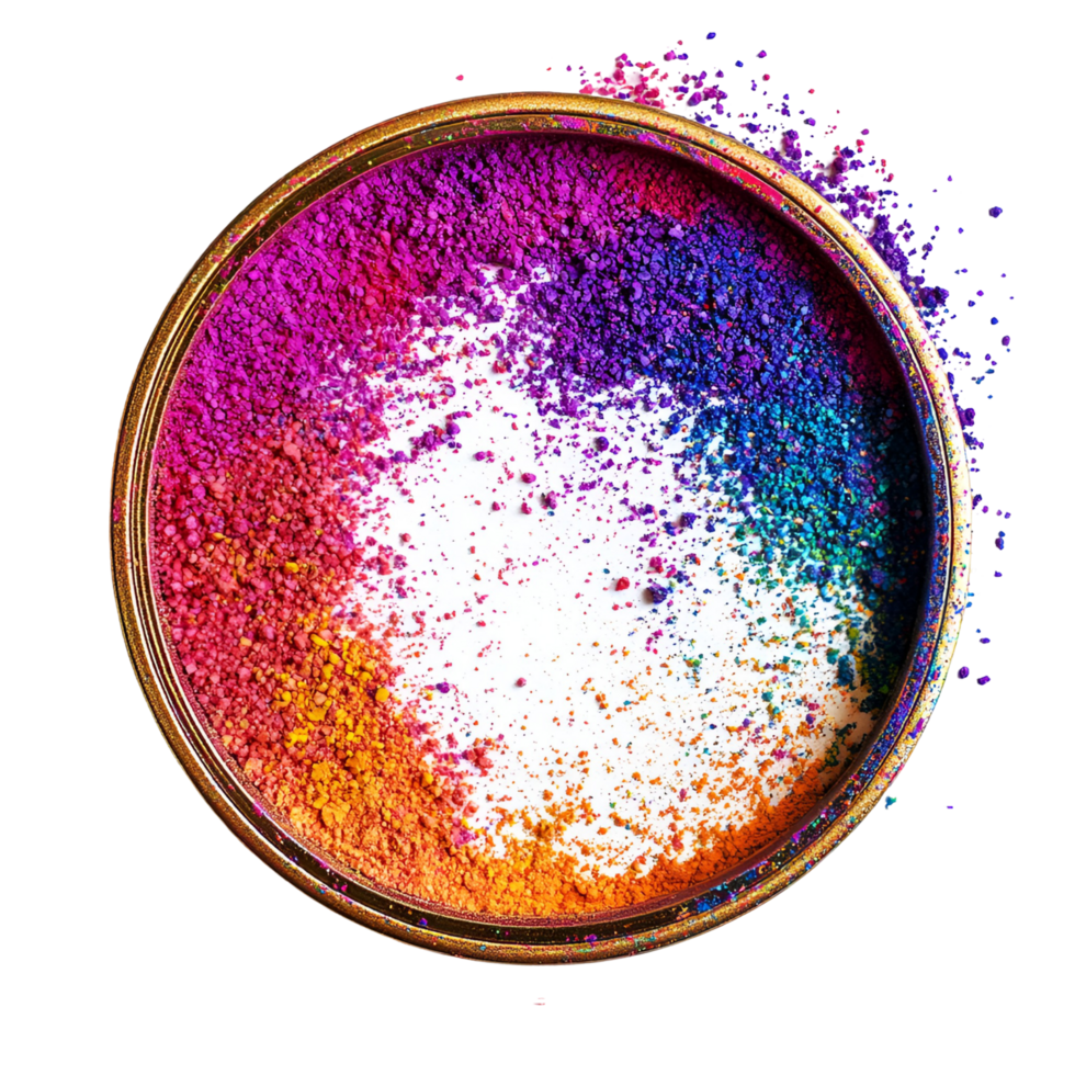 colorful powder in a round container on a transparent background png