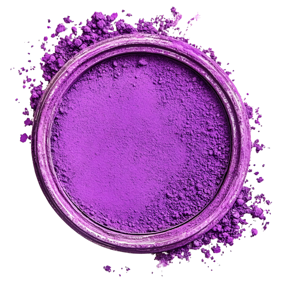 purple powder in a round container on transparent background png