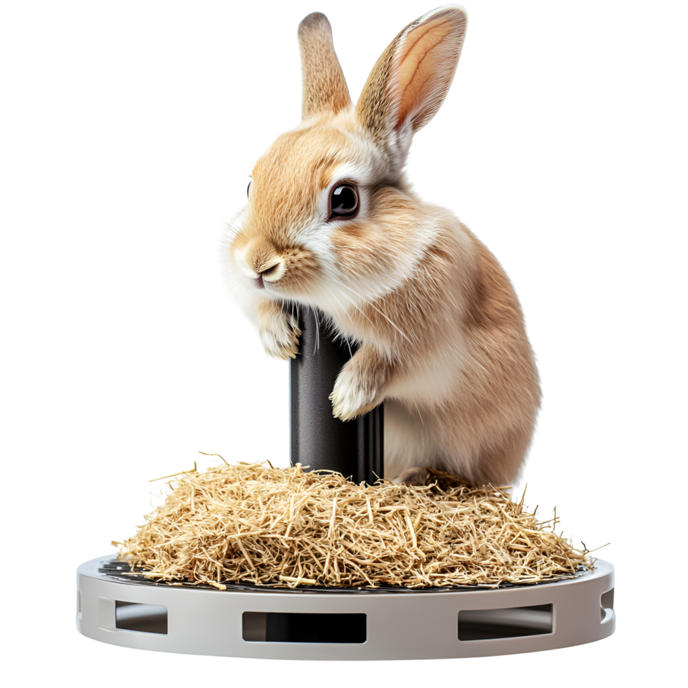 a rabbit is standing on top of a small platform transparent background. png