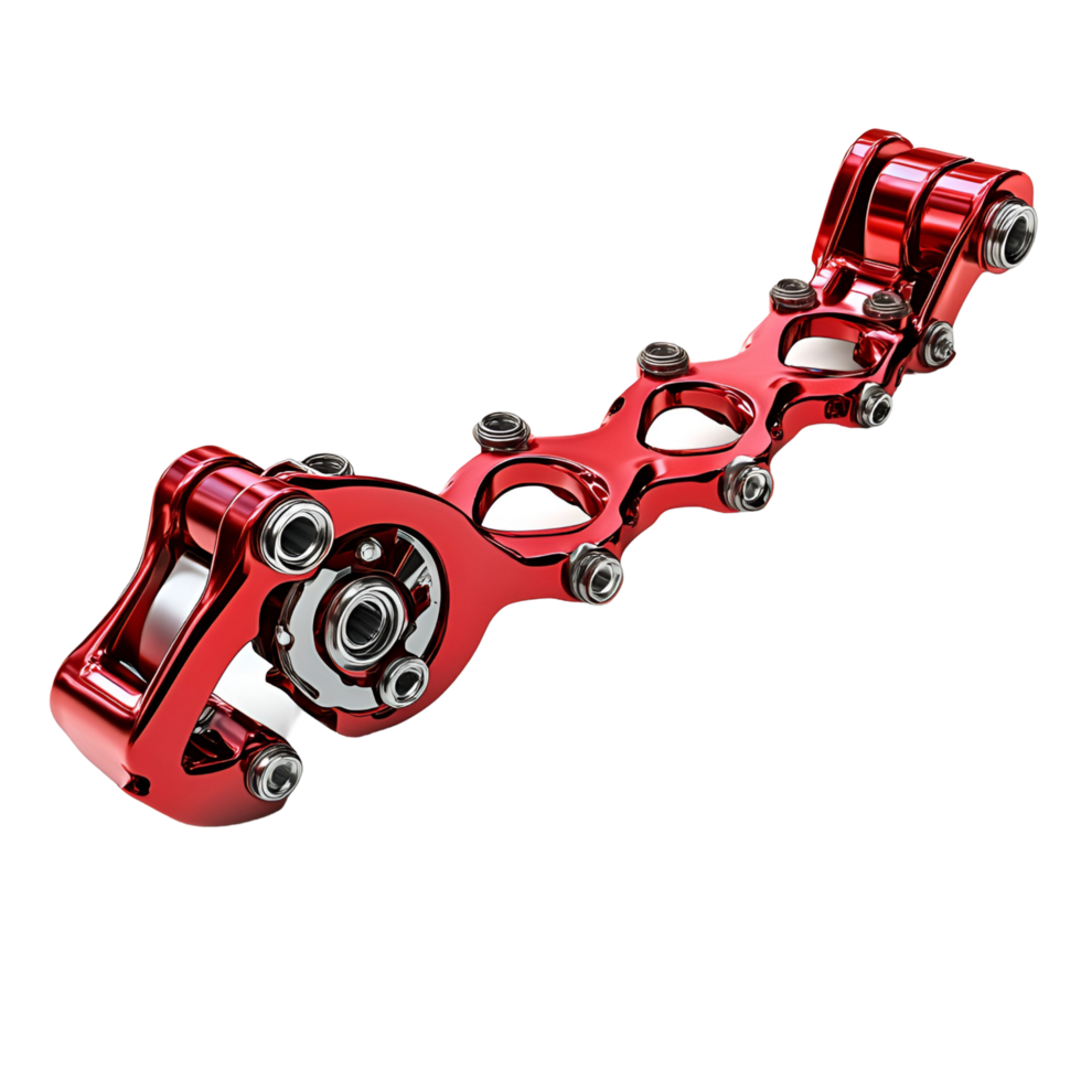a red metal chain link on a transparent background png