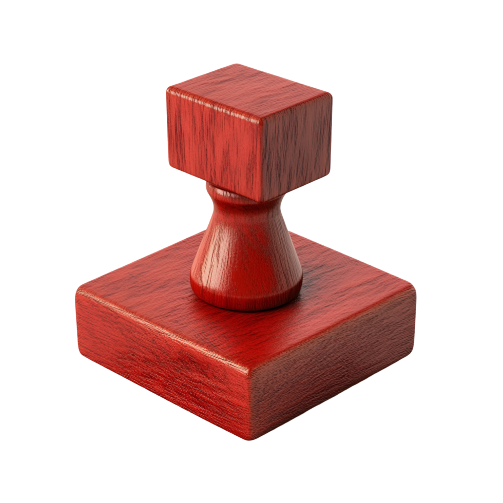 a red wooden stamp on transparent background. png