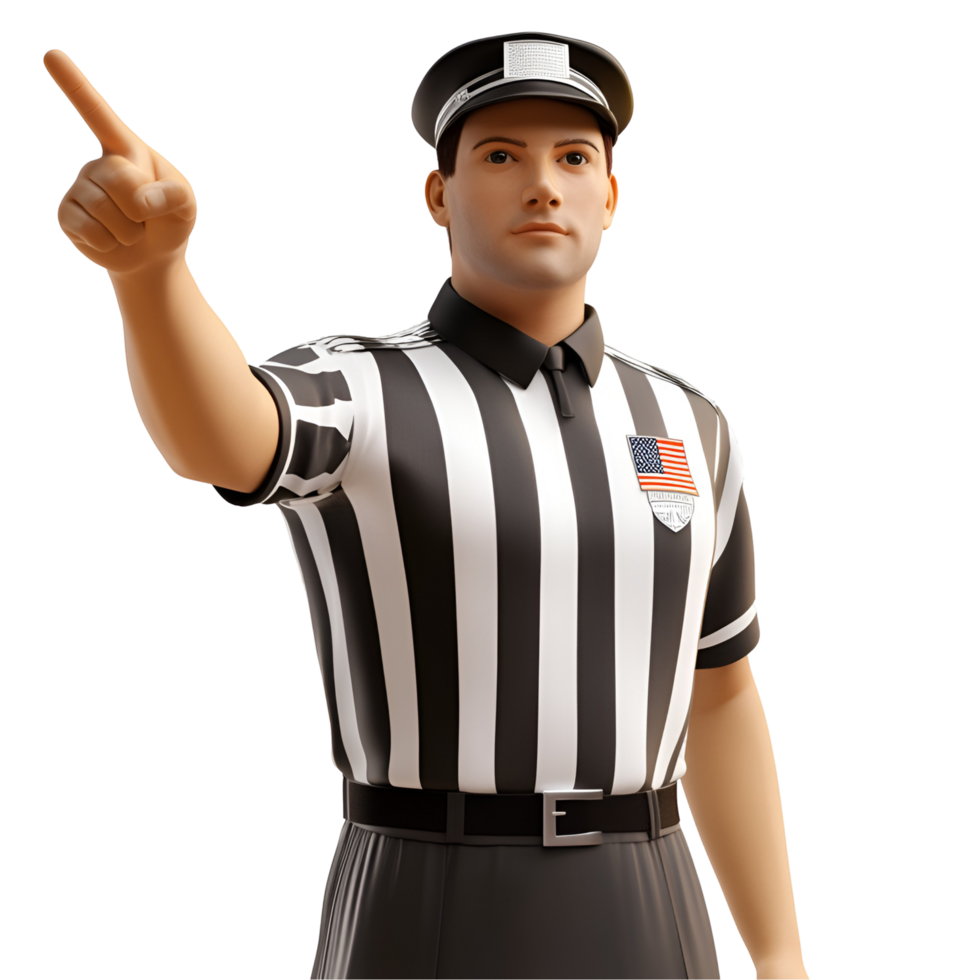 a referee is pointing at something transparent background. png