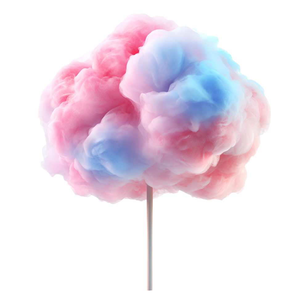 cotton candy cloud on a stick on a transparent background png