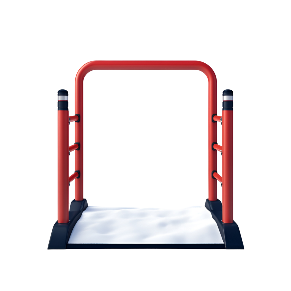 a red gate with snow on transparent background. png