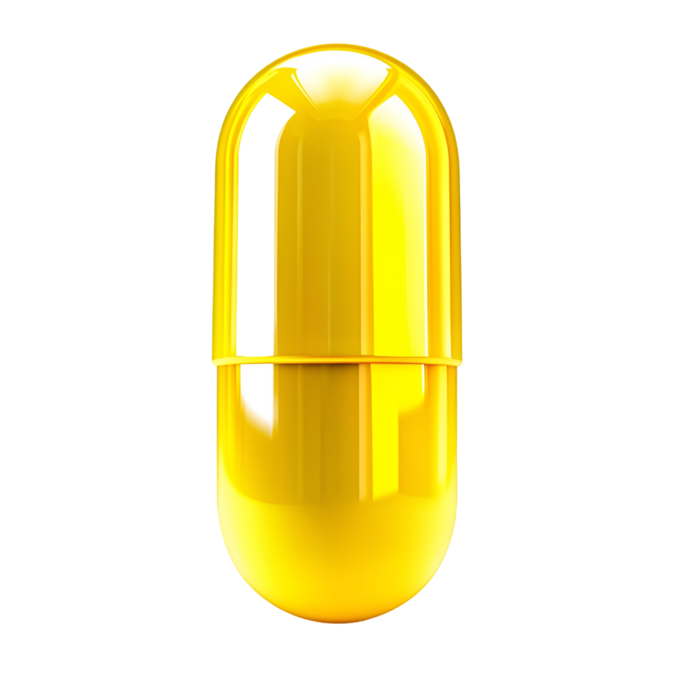a yellow pill on a transparent background png
