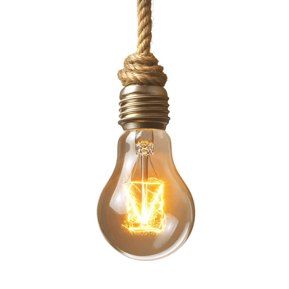 light bulb hanging on transparent background. png
