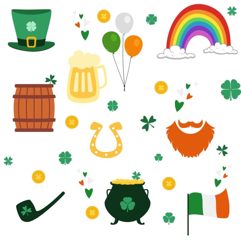 st. patrick's day seamless pattern background with illustration of patricks day elements vector