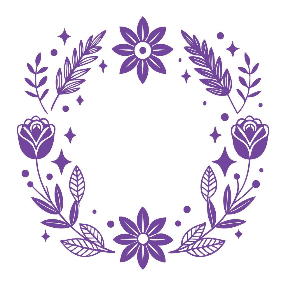 set of whimsical floral icons with ornamental dividers and garden-inspired frames vector