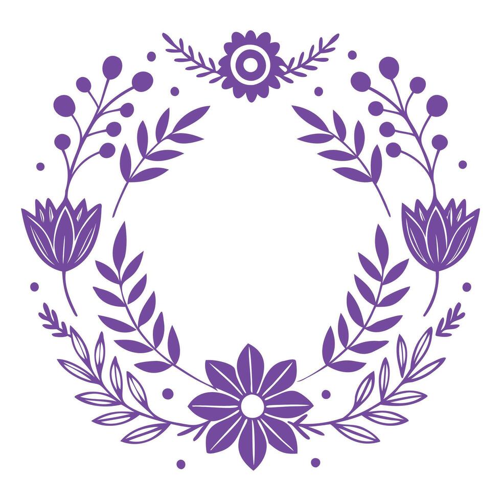 hand-drawn floral icon set with decorative dividers and frames vector