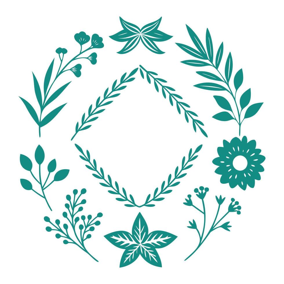 luxury floral logo elements and artistic border collection vector