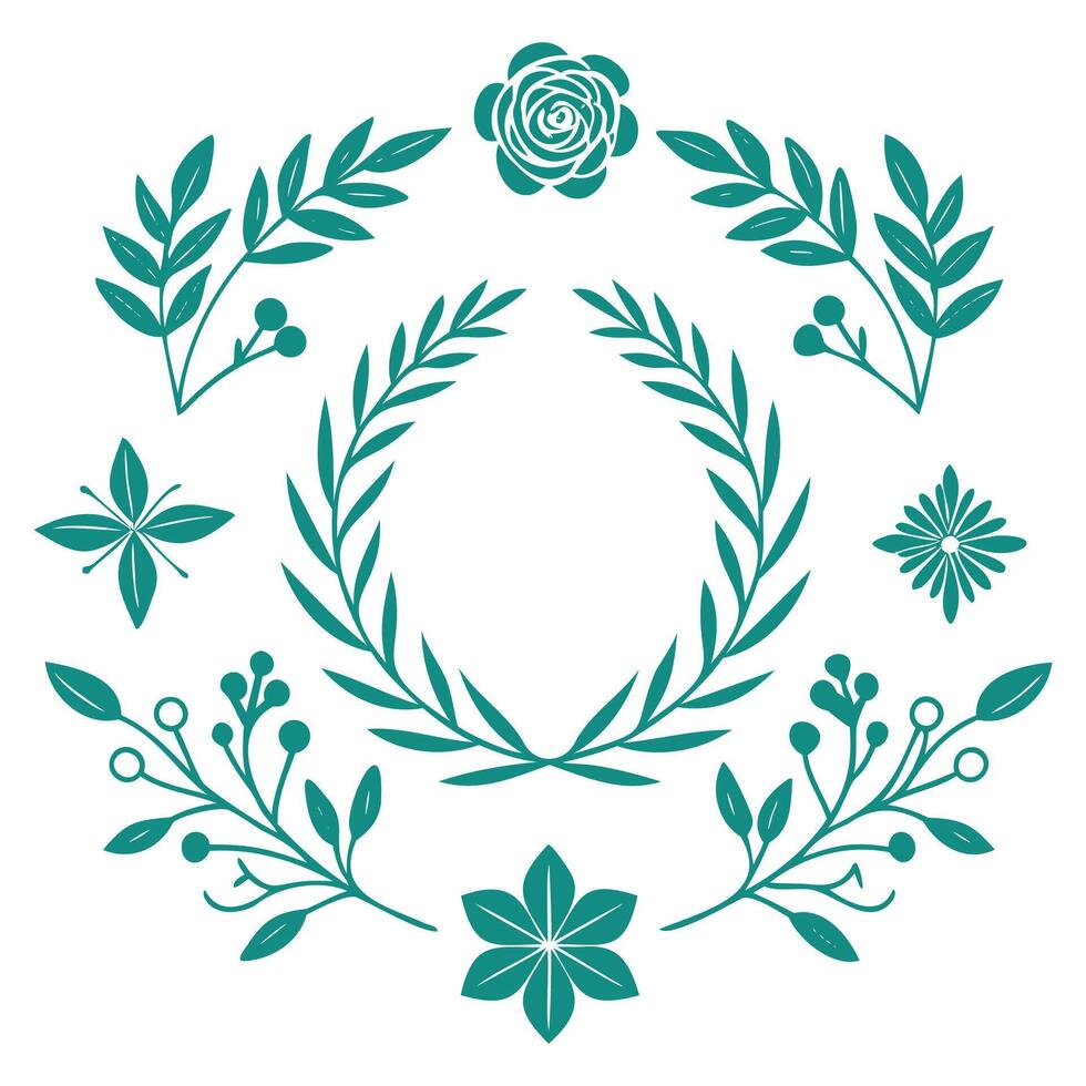 delicate floral logo ornaments and elegant branding elements vector