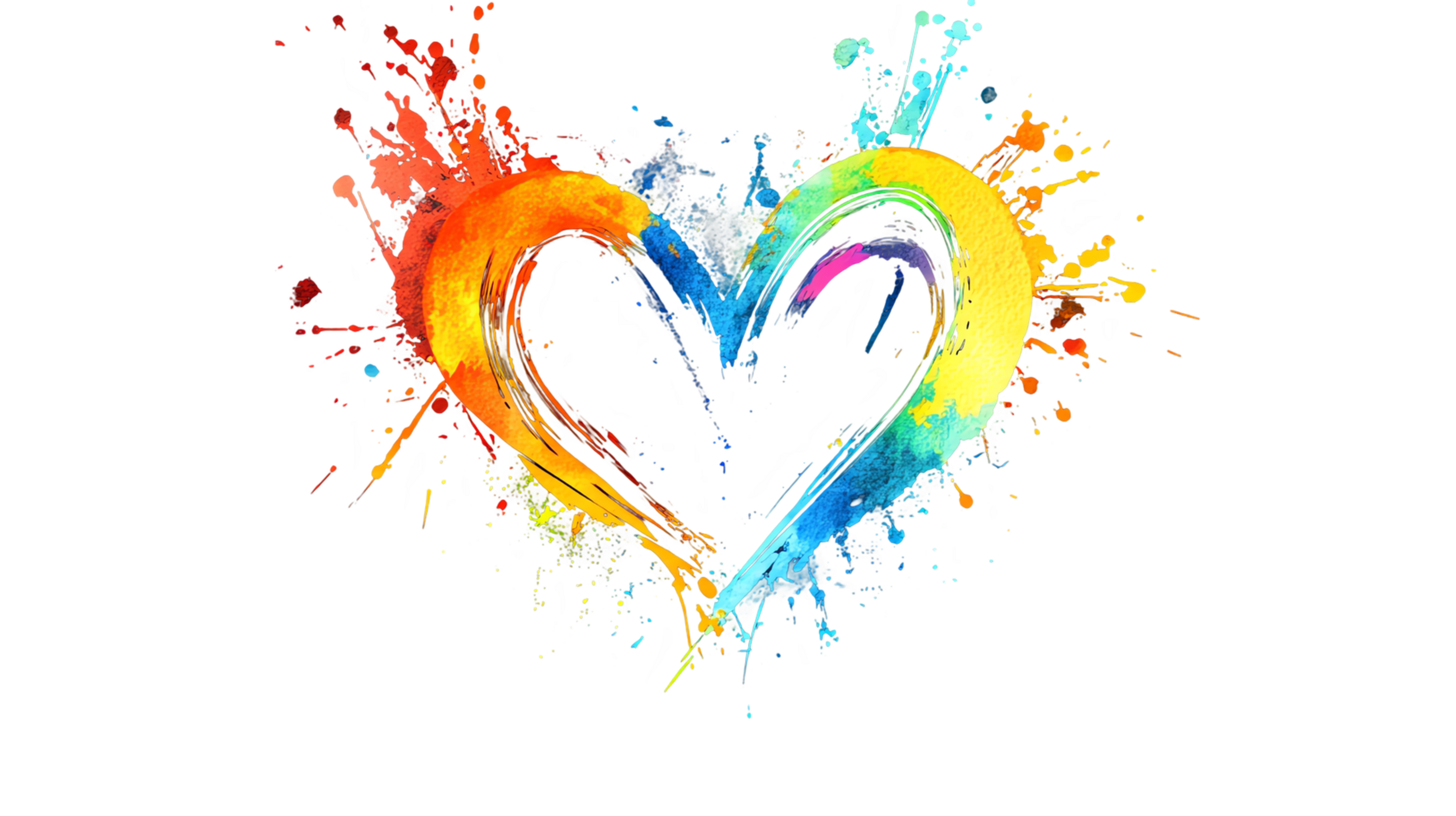 Vibrant Rainbow Heart Explodes with Colorful Paint Splatter Design, Abstract Art Background with Bold Hues png