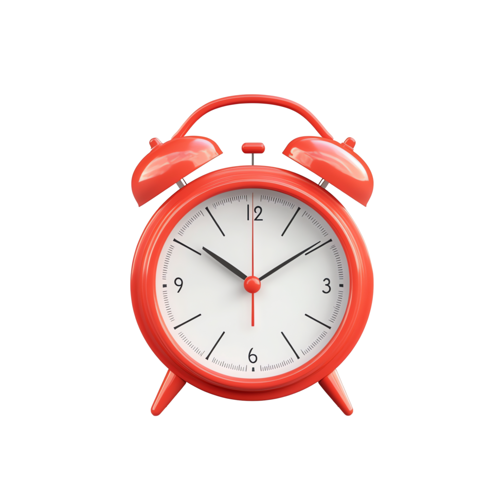 Red Alarm Clock Shows Time, Managing Daily Schedule Effectively, Improving Productivity Now png