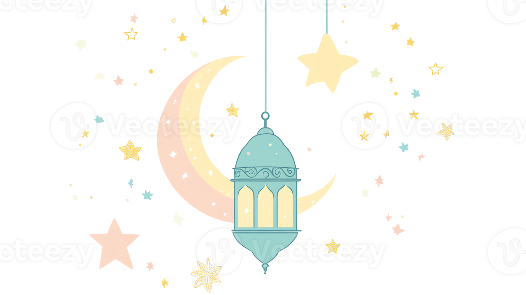 Celestial Night Crescent Moon, Stars, and Lantern Glow Beautifully png