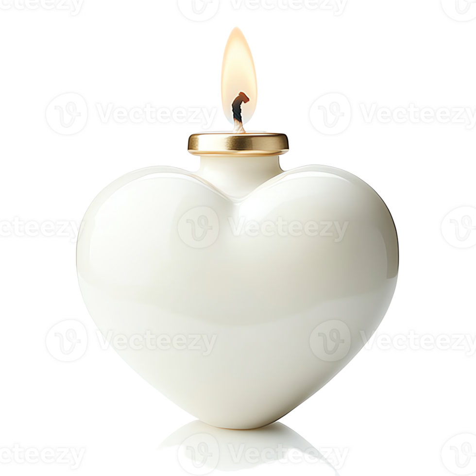 Heart-Shaped Candle Burns Brightly, Illuminating Romance and Serenity with Gentle Glow, Perfect for Romantic Ambiance. png