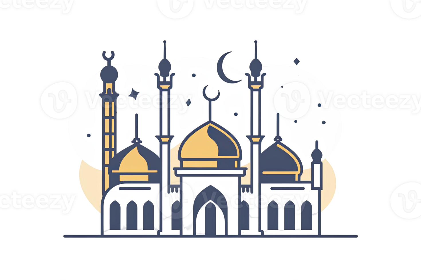Mosque Architecture Exploring Domes, Minarets, and Arches in Islamic Design at Night png