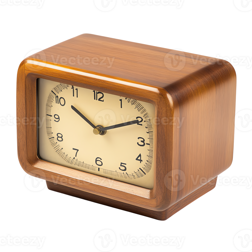 Wooden Clock Timekeeping Device with Classic Design, Elegant Aesthetic, and Precise Movement, Accurately Showing Time. Home Decor, Vintage Style. png