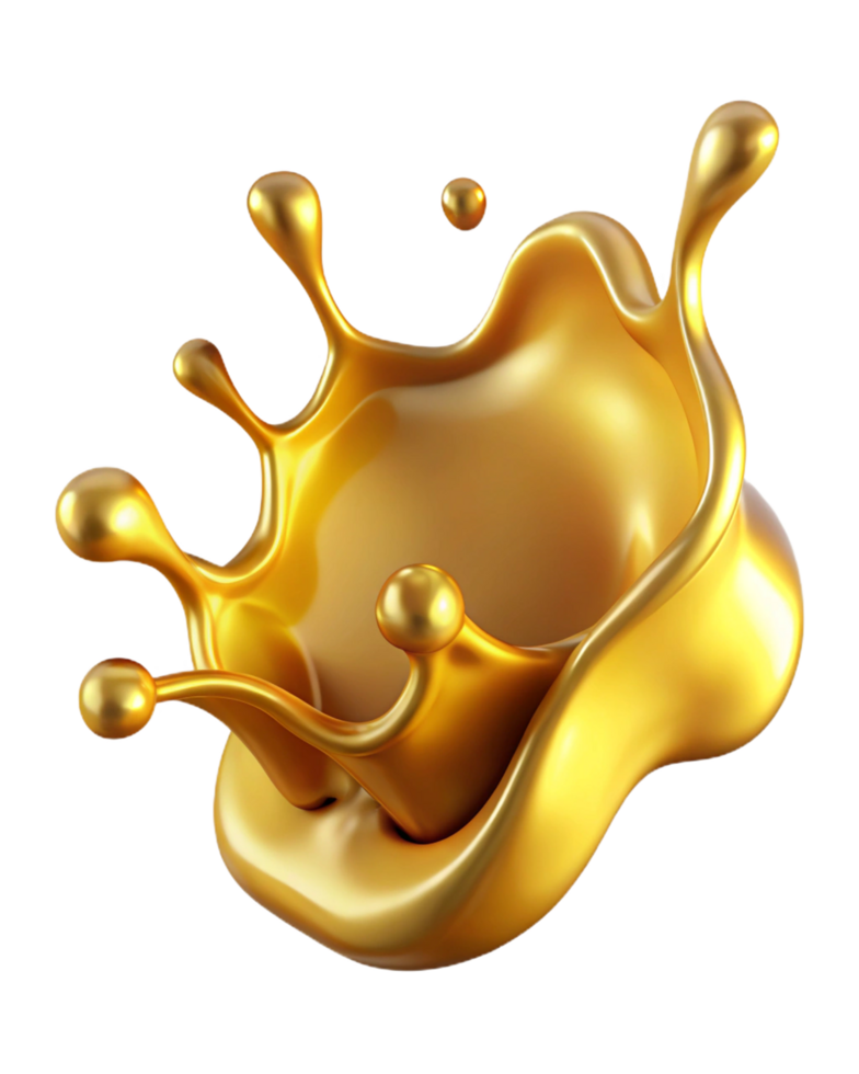Golden oil splash with a dramatic liquid effect png