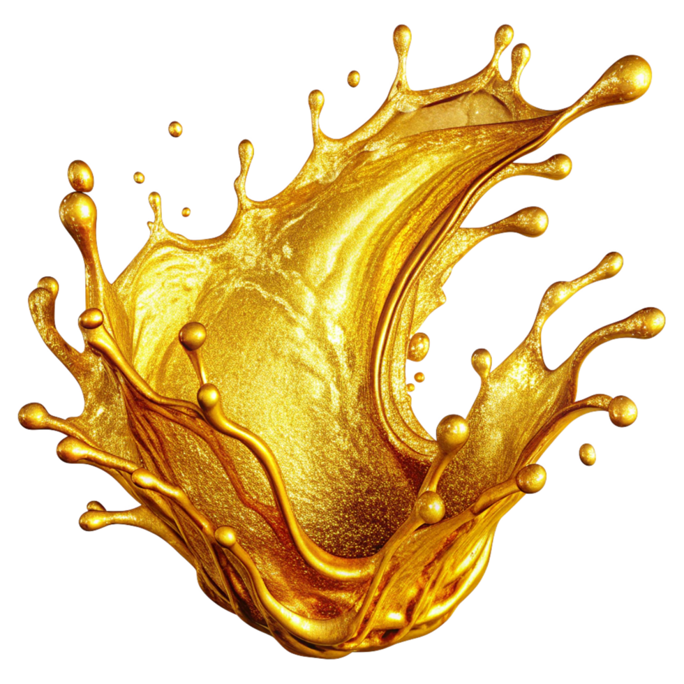 Artistic golden oil splash for abstract backgrounds png