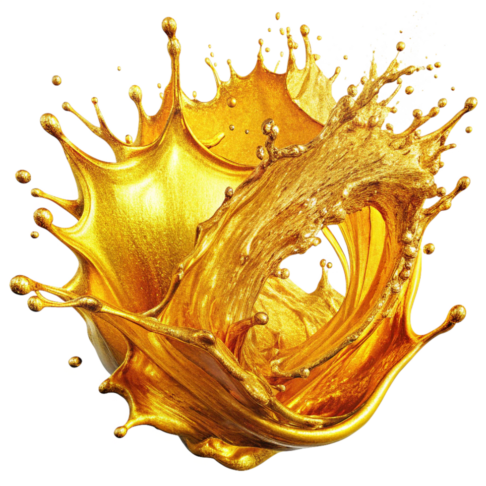 Luxurious golden oil splash with premium appeal png