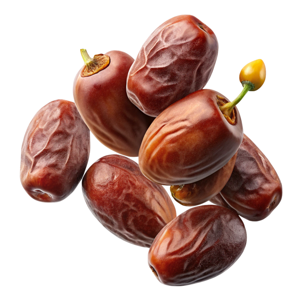 Sweet and ripe date fruits flying with elegance png