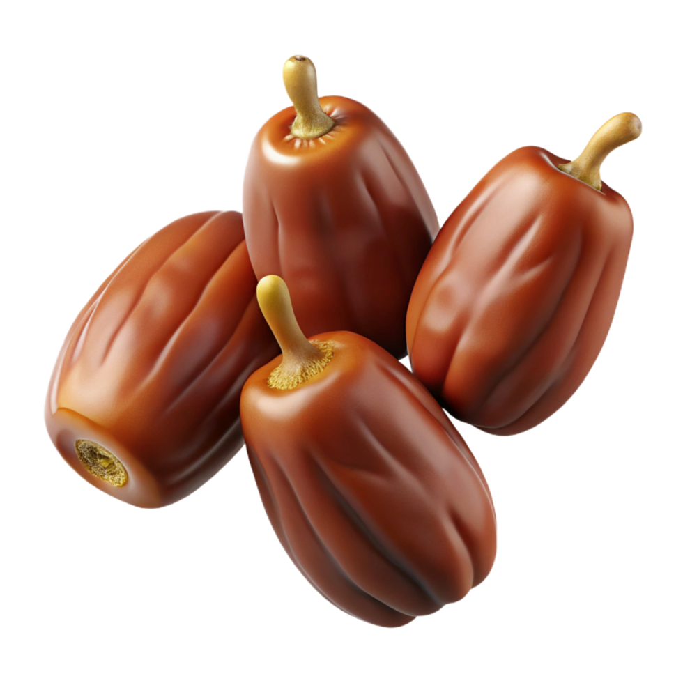Flying date fruits with detailed natural shading png