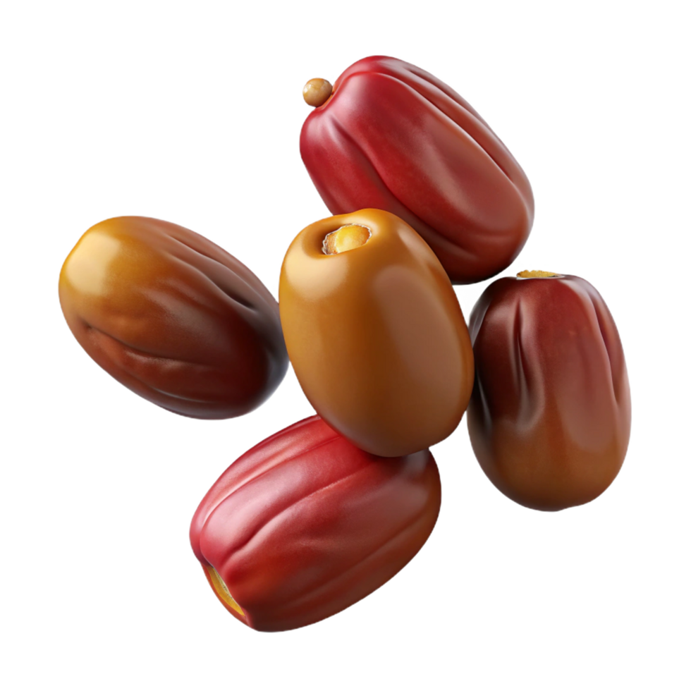 Juicy and ripe flying date fruits in mid-air png