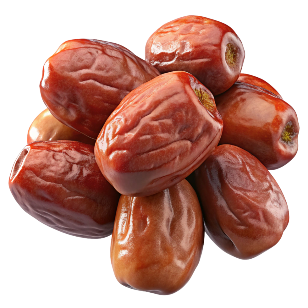 Dynamic group of flying date fruits in air png