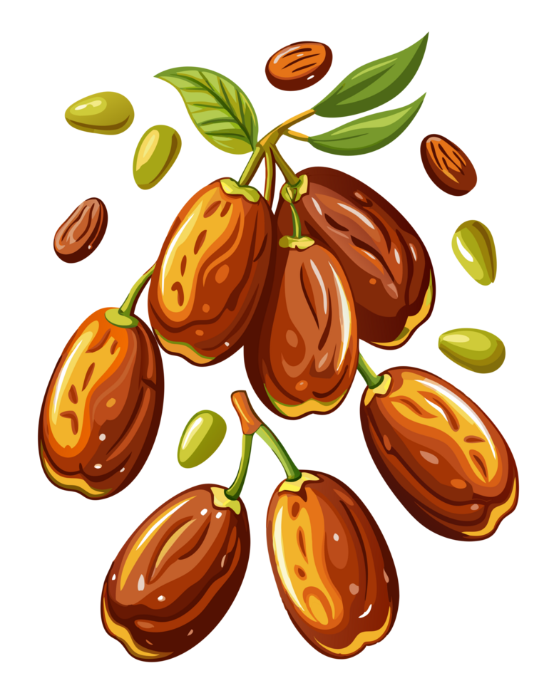 Fresh and ripe date fruits flying in mid-air png
