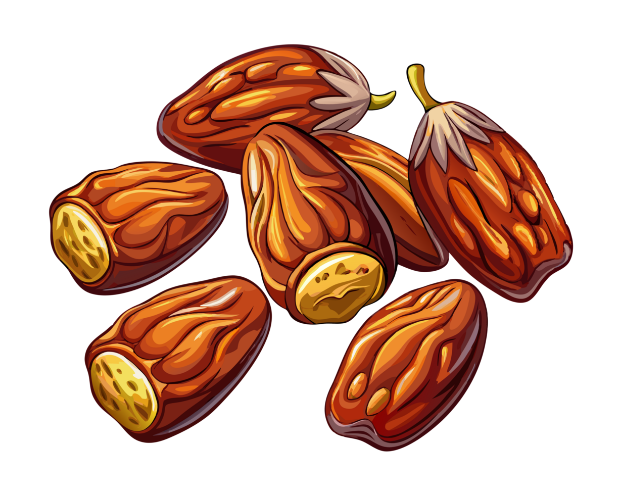 Flying date fruits isolated on a bright background png