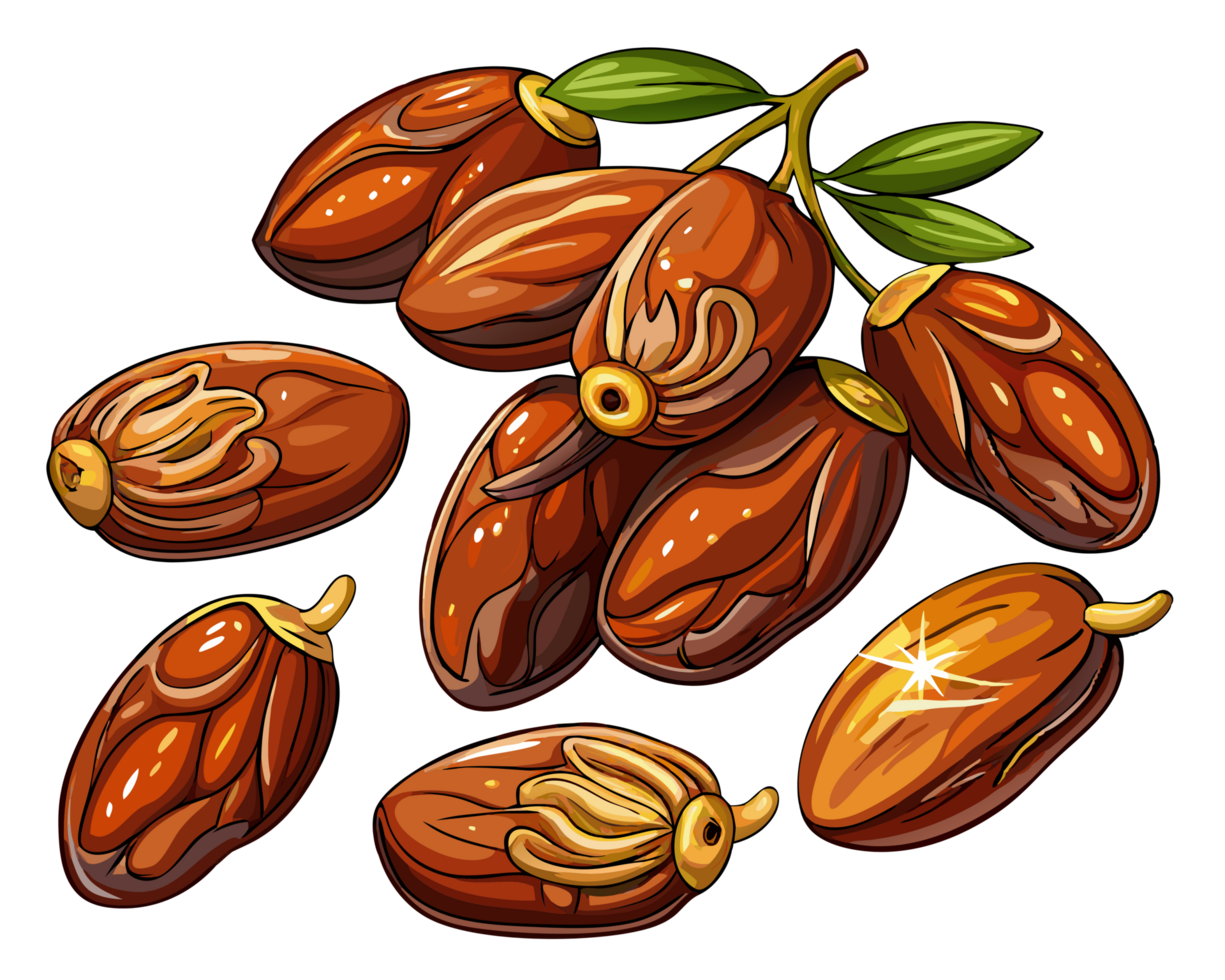 Artistic shot of flying date fruits in motion png