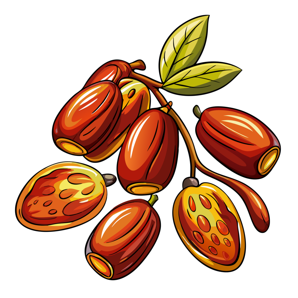 Flying date fruits with natural texture and detail png