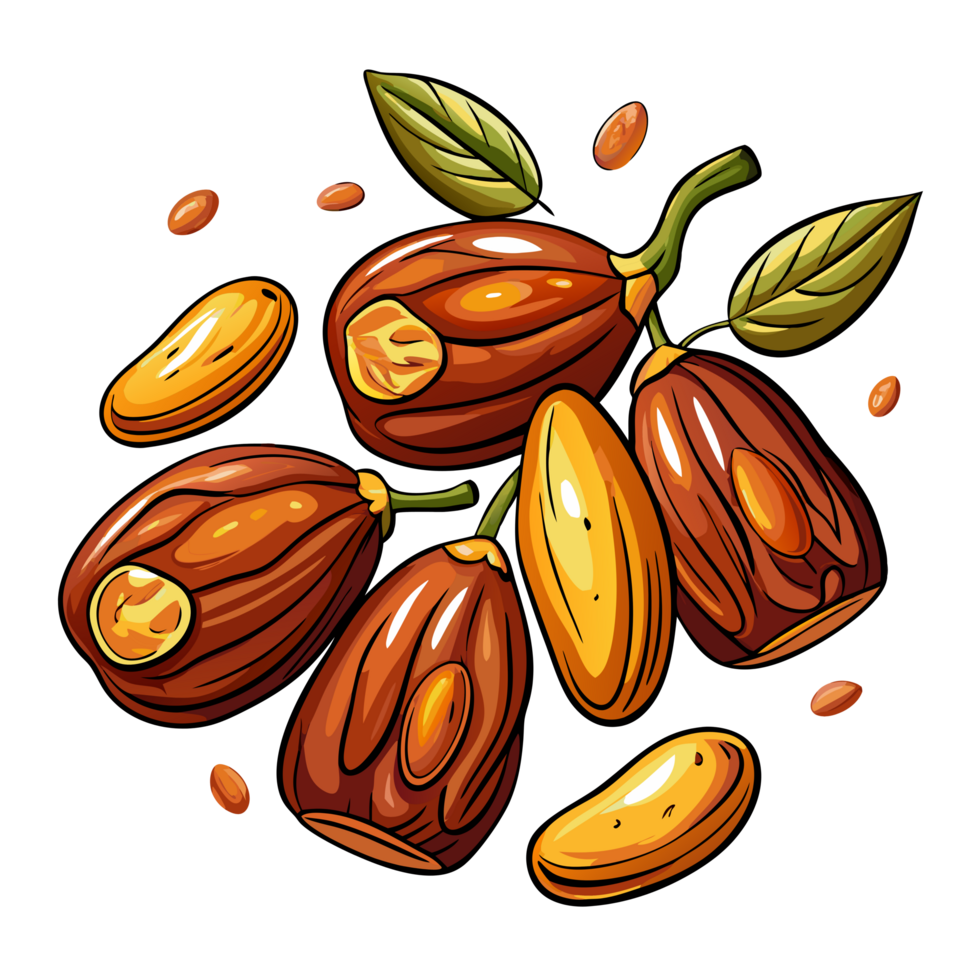 Fresh date fruits flying in an artistic composition png