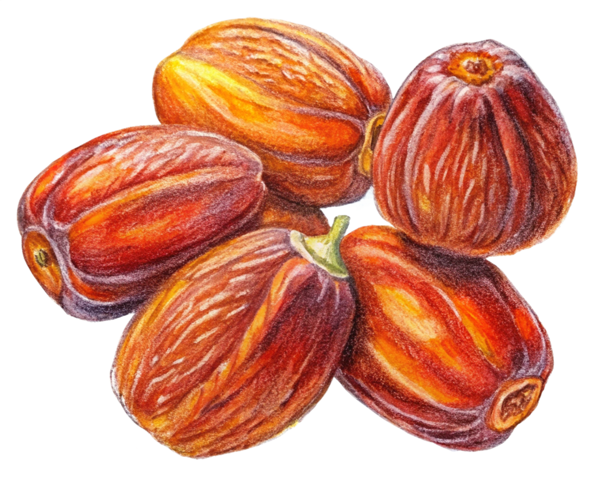 Fresh date fruits suspended in mid-air png