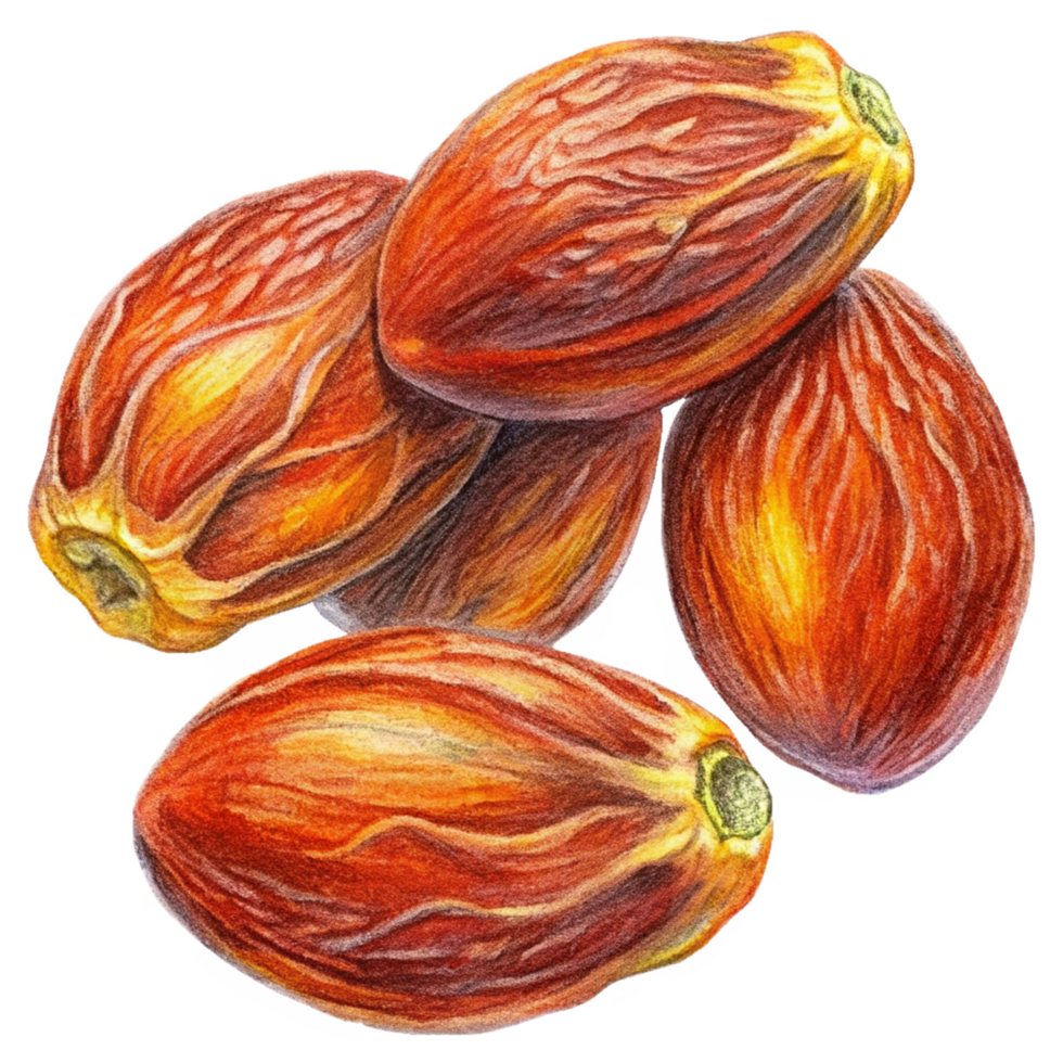 Juicy flying date fruits with realistic texture png