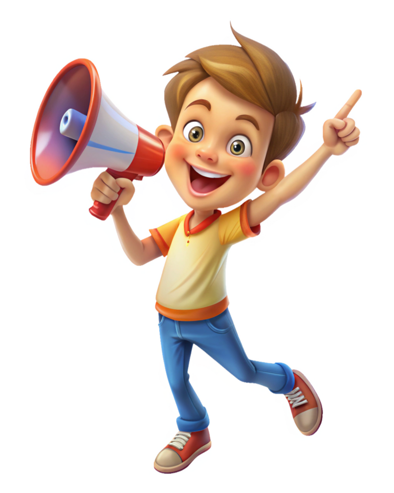 Fun-loving boy making noise with megaphone png