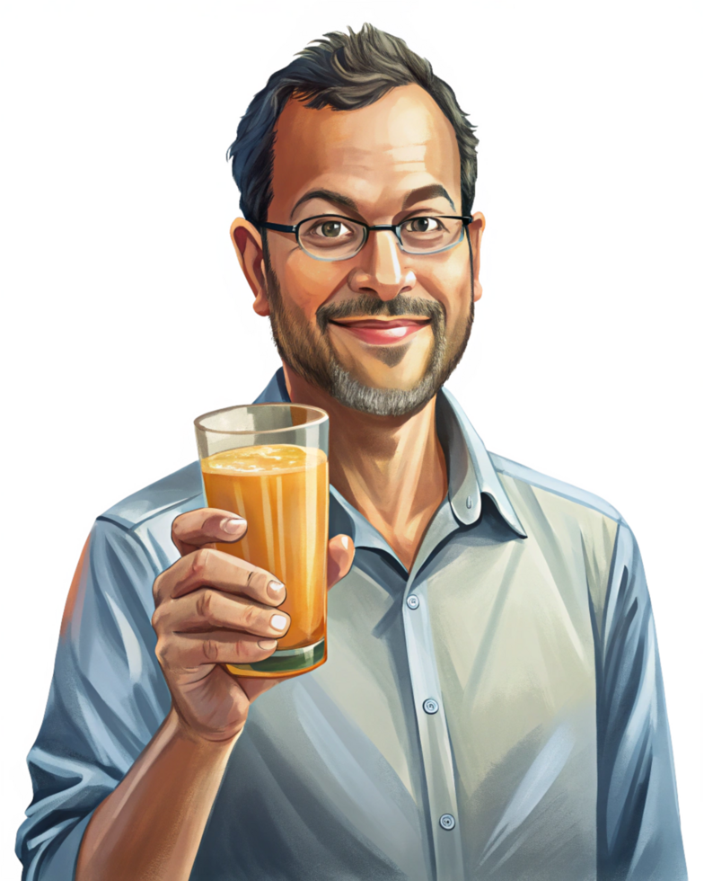 Cool and confident man holding a juice drink png