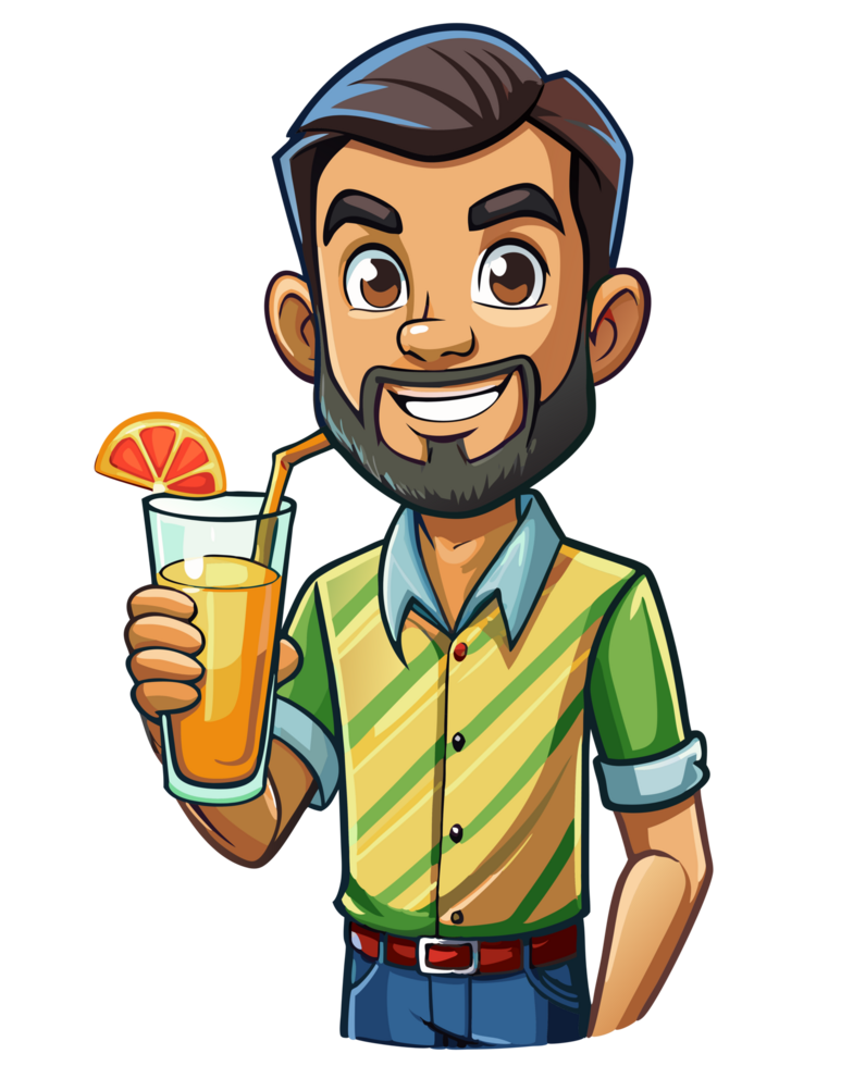 Refreshing morning juice held by a man png
